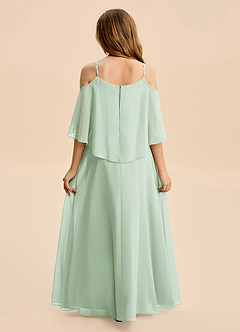 Azazie Nolana Junior A-Linie Plissee Chiffon Kleid Agave image2