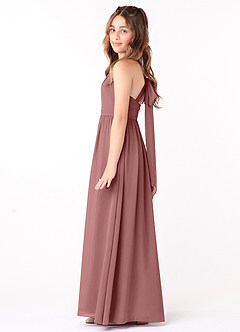 Azazie Jaylah Junior Desert Rose A-Line Ruched Chiffon Dress image3