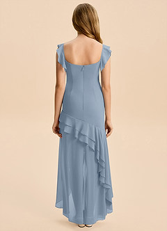Azazie Junie Junior Dusty Blue A-Line Ruched Chiffon Dress image2