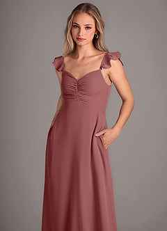 Azazie Kaylyn Vente finale Robe Trapèze en Mousseline de soie Rayé Sky Blue image2