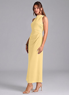 Azazie Evadne Bridesmaid Dresses Butter Sheath Pleated Chiffon Dress image4