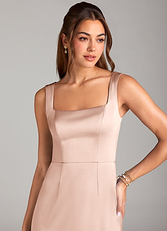 Azazie Flori Brautjungfernkleider Etui Seitliche Cut-Outs Stretch-Satin Kleid Zartrosa image5