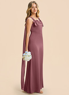 Azazie Chelsea Junior Desert Rose Sheath Pleated Stretch Satin Dress image1