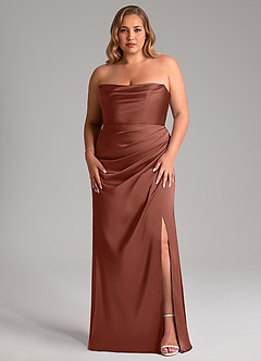 Azazie Leonis Bridesmaid Dresses Auburn Mermaid Pleated Stretch Satin Convertible Dress image9