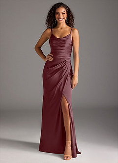 Azazie Deandra Bridesmaid Dresses Sangria Mermaid Pleated Stretch Satin Dress image6