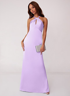 Barbie ♥ Azazie Bridesmaid Dresses Lilac Sheath Stretch Satin Dress image1