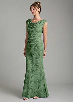 Azazie Kieryn Bridesmaid Dresses Eucalyptus Mermaid Pleated Floral Burnout Dress image3