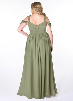 Azazie Lianne Bridesmaid Dresses Pistachio A-Line Off the Shoulder Chiffon Dress image8