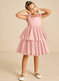 Azazie Vanellope Flower Girl Dresses Rosette A-Line Bow Tulle Dress image3