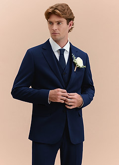 front James Blue Structured Stretch 3-piece suit