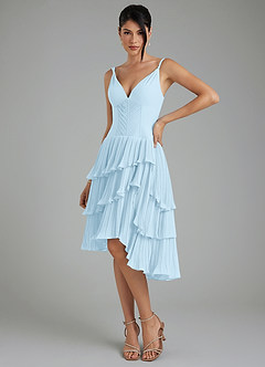 Azazie Rosa Bridesmaid Dresses Sky Blue A-Line Pleated Chiffon Dress image1