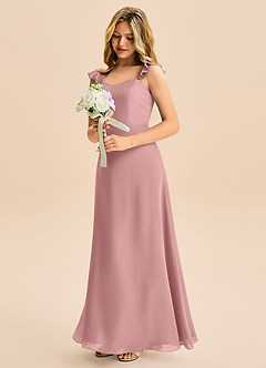 Azazie Mavie Junior Dusty Rose A-Line Ruched Chiffon Dress image1