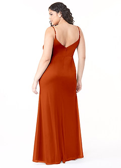 Azazie Deandra Bridesmaid Dresses Paprika Mermaid Pleated Mesh Dress image7