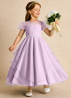 Azazie Duckie vestidos de niña de las flores Vestido de Lila Esmerilada de Tul de Princesa con Plisado image1