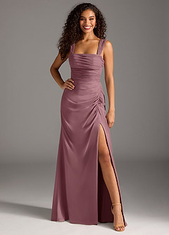 Azazie Jesaphine Bridesmaid Dresses Amethyst Sheath Bow Chiffon Dress image4