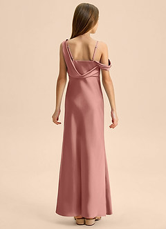 Azazie Madelyn Junior Osłona Zza ramienia Satyna elastyczna Długość podłogi Młodsza druhna Sukienka image2