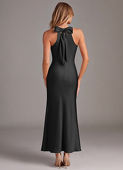 Azazie Doretta Bridesmaid Dresses Black Mermaid Pleated Stretch Satin Dress image6