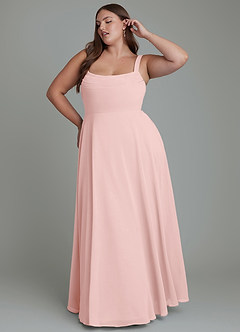 Azazie Shaude Bridesmaid Dresses Powder Pink A-Line Pleated Chiffon Dress image8