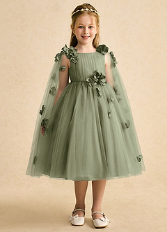 Azazie Staria Abiti da Ragazza di Fiori Abito Principessa in Tulle Increspato Pistacchio image6