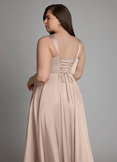 Azazie Azaria Robes de demoiselle d'honneur Robe Trapèze en Satin extensible Corset Rose Anglais image13