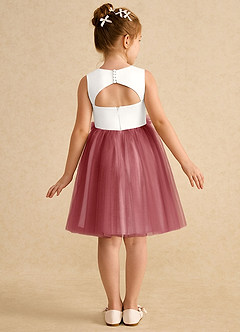 Azazie Louisa vestidos de niña de las flores Vestido de Marfil Rosa Antiguo de Tul de Corte en A con Sin mangas image2