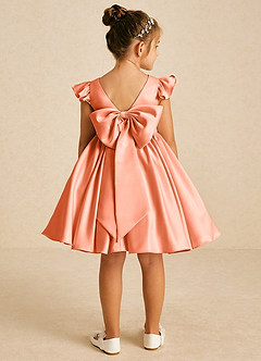 Azazie Tootsie Flower Girl Dresses Sunset A-Line Bow Matte Satin Dress image2
