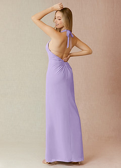 Azazie Yessi Final Sale Lilac Sheath Pleated Chiffon Dress image2