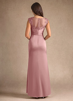 Azazie Santa Barbara vestidos de madre de la novia Vestido de Rosa Polvorienta de Satén Elástico de Recto con Plisado image3