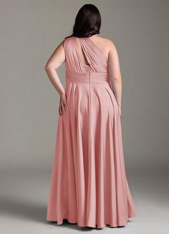 Azazie Charlize Abiti da Damigella Abito A-Line in Raso Elasticizzato Monospalla Rosa Cipria image10