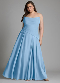 Azazie Gabriela Bridesmaid Dresses Powder Blue A-Line Corset Chiffon Dress image15