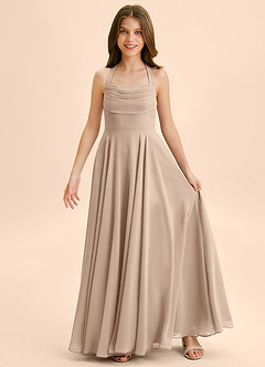 Azazie Kady Junior Robe Trapèze en Mousseline de soie Encolure en Forme de Cœur Taupe image3