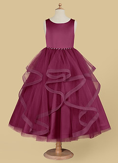 Azazie Sofia Robe Demoiselle D'honneur Fillette Robe Trapèze en Tulle Perlé Mûre image5