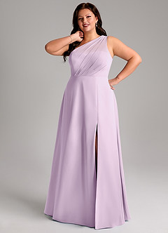 Azazie Phaedra Jurken voor bruidsmeisjes Jurk van Chiffon met A-Lijn One-Shoulder Frosted Lila image15