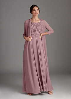 Azazie Kana Mother of the Bride Dresses Dusty Rose A-Line Scoop lace Chiffon Dress image3