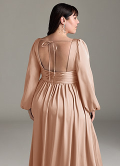 Azazie Norah Brautjungfernkleider A-Linie Stretch-Satin Kleid Englisches Rosa image13
