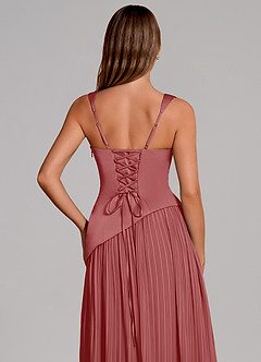 Azazie Stephanie Bridesmaid Dresses Antique Rose A-Line Pleated Stretch Satin Dress image2