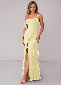 Azazie Malia 신부 들러리 드레스 쉬스 셔링 쉬폰 바닥 길이 드레스 image4