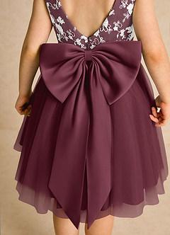 Azazie Butterfly Flower Girl Dresses Cabernet A-Line Lace Dress image6