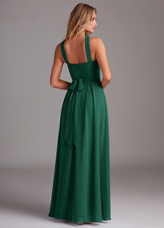 Azazie Dixie Bridesmaid Dresses Emerald A-Line Halter Pleated Chiffon Dress image2