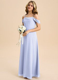 Azazie Anselie Junior Lavender A-Line Off the Shoulder Chiffon Dress image6