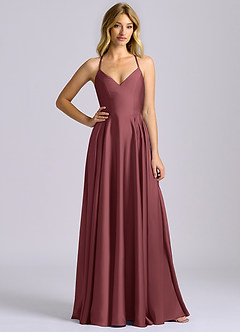 Azazie Truce Bridesmaid Dresses Merlot A-Line Stretch Satin Dress image3