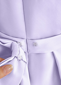 Azazie Princess Flower Girl Dresses Lilac A-Line Pleated Matte Satin Dress image7