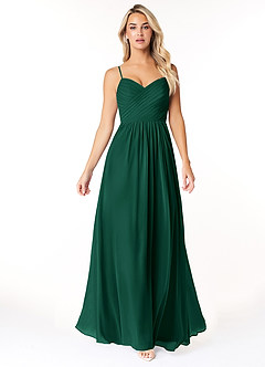 Azazie Lisbon Bridesmaid Dresses Emerald A-Line Sweetheart Neckline Chiffon Dress image5