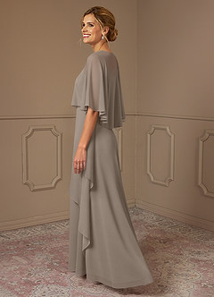 Azazie Bowie Mother of the Bride Dresses Taupe A-Line Chiffon Dress image3