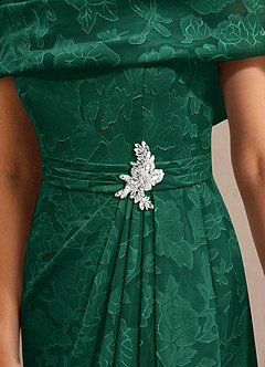 Azazie Branford vestidos de madre de la novia Vestido de Esmeralda de Devorado Floral de Corte En A con Plisado image6