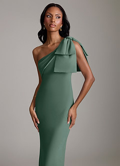 Azazie Yuanna Bridesmaid Dresses Sea Moss Mermaid One Shoulder Chiffon Dress image3