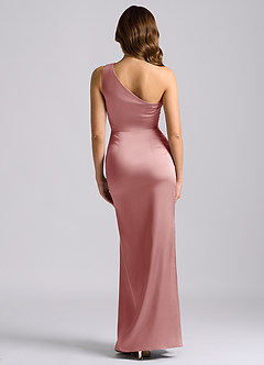 Azazie Akilah Bridesmaid Dresses Dusty Rose Mermaid One Shoulder Stretch Satin Dress image2