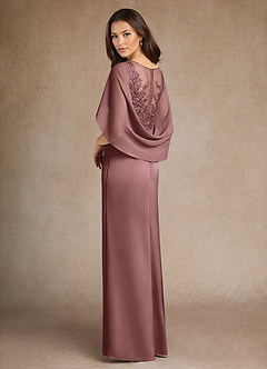Azazie Hera Mother of the Bride Dresses Vintage Mauve A-Line Lace Stretch Satin Dress image3
