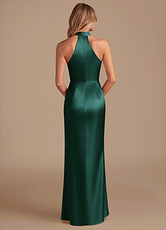 Azazie Karlotta Robes de demoiselle d'honneur Robe Fourreau en Satiné métallisé Plissée Vert Pin image2