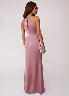 Barbie ♥ Azazie Bridesmaid Dresses Vintage Mauve Sheath Stretch Satin Dress image2